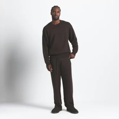 Men brown fleece sweatshirt